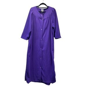 Kelly Reed Robe Women 22W Purple Fleece Snap Front Pocket Grannycore Loungewear